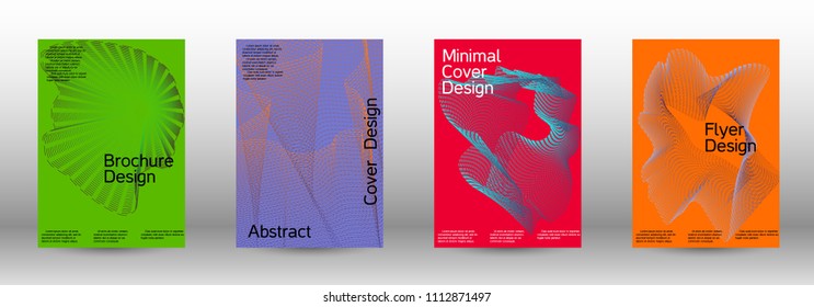 Cover design template set of a  with abstract gradient linear waves.Fashionable style. The background with is suitable for creating a banner, poster, booklet, catalog.