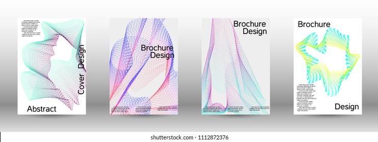 Cover design template set of a  with abstract gradient linear waves.Fashionable style. The background with is suitable for creating a banner, poster, booklet, catalog.