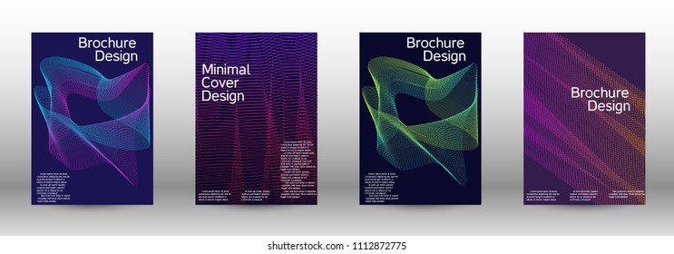 Cover design template set of a  with abstract gradient linear waves.Fashionable style. The background with is suitable for creating a banner, poster, booklet, catalog.