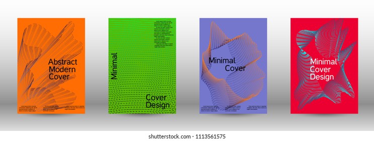 Cover design template set of a  with abstract gradient linear waves.Fashionable style. The background with is suitable for creating a banner, poster, booklet, catalog.