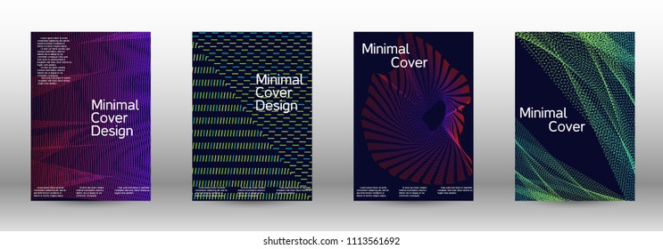 Cover design template set of a  with abstract gradient linear waves.Fashionable style. The background with is suitable for creating a banner, poster, booklet, catalog.