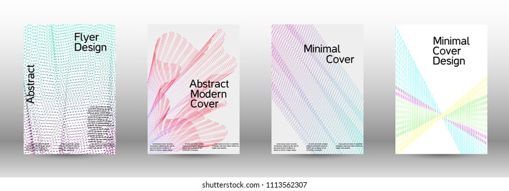 Cover design template set of a  with abstract gradient linear waves.Fashionable style. The background with is suitable for creating a banner, poster, booklet, catalog.