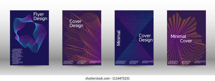 Cover design template set of a  with abstract gradient linear waves.Fashionable style. The background with is suitable for creating a banner, poster, booklet, catalog.