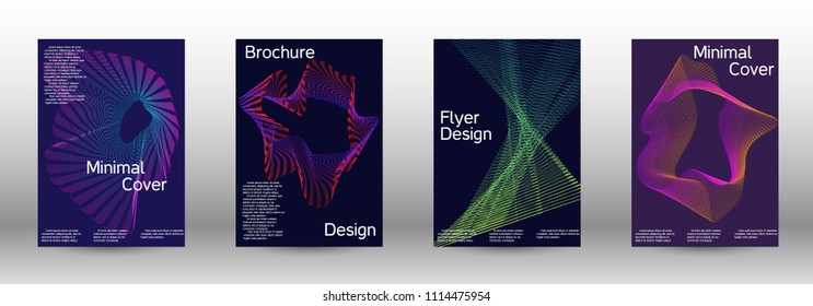 Cover design template set of a  with abstract gradient linear waves.Fashionable style. The background with is suitable for creating a banner, poster, booklet, catalog.
