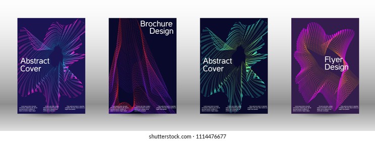 Cover design template set of a  with abstract gradient linear waves.Fashionable style. The background with is suitable for creating a banner, poster, booklet, catalog.