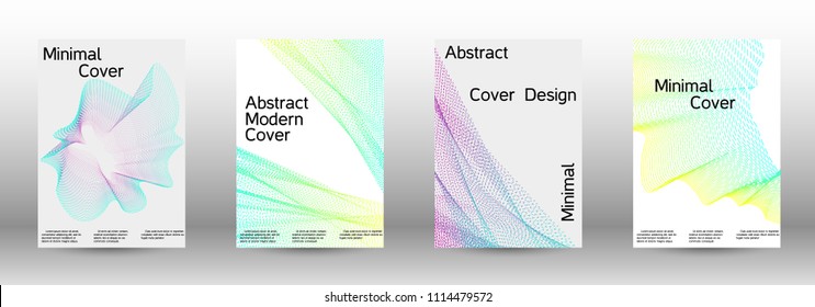 Cover design template set of a  with abstract gradient linear waves.Fashionable style. The background with is suitable for creating a banner, poster, booklet, catalog.