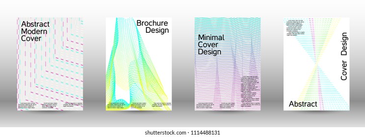 Cover design template set of a  with abstract gradient linear waves.Fashionable style. The background with is suitable for creating a banner, poster, booklet, catalog.