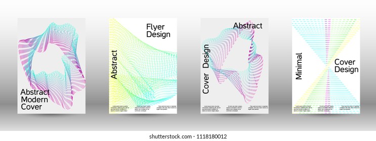 Cover design template set of a  with abstract gradient linear waves.Fashionable style. The background with is suitable for creating a banner, poster, booklet, catalog.