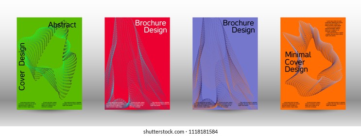 Cover design template set of a  with abstract gradient linear waves.Fashionable style. The background with is suitable for creating a banner, poster, booklet, catalog.