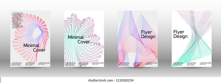 Cover design template set of a  with abstract gradient linear waves.Fashionable style. The background with is suitable for creating a banner, poster, booklet, catalog.