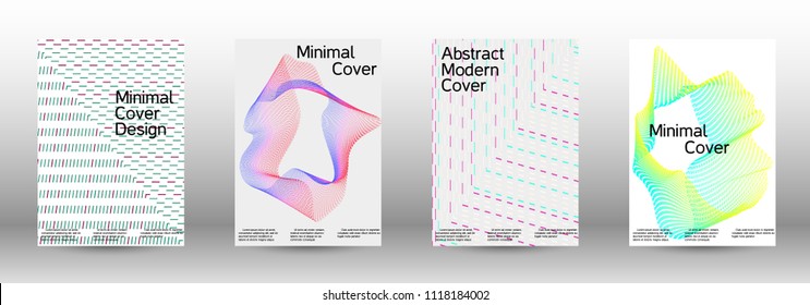 Cover design template set of a  with abstract gradient linear waves.Fashionable style. The background with is suitable for creating a banner, poster, booklet, catalog.