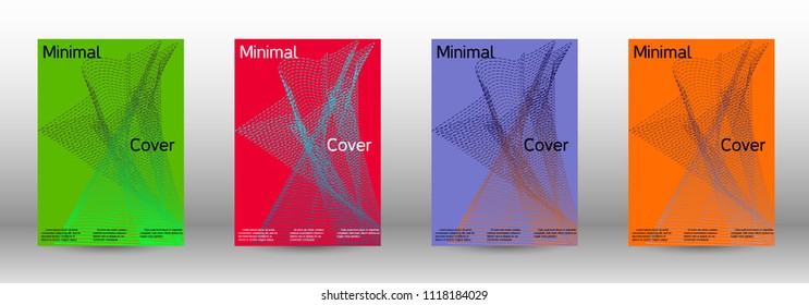 Cover design template set of a  with abstract gradient linear waves.Fashionable style. The background with is suitable for creating a banner, poster, booklet, catalog.