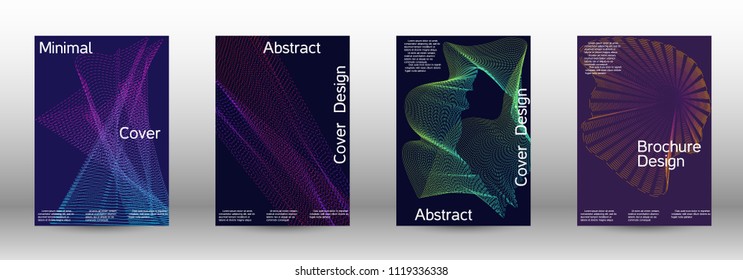 Cover design template set of a  with abstract gradient linear waves.Fashionable style. The background with is suitable for creating a banner, poster, booklet, catalog.