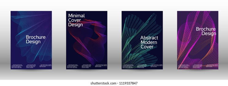 Cover design template set of a  with abstract gradient linear waves.Fashionable style. The background with is suitable for creating a banner, poster, booklet, catalog.