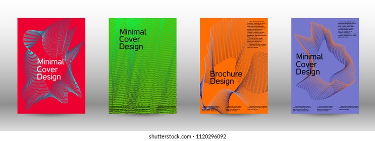 Cover design template set of a  with abstract gradient linear waves.Fashionable style. The background with is suitable for creating a banner, poster, booklet, catalog.