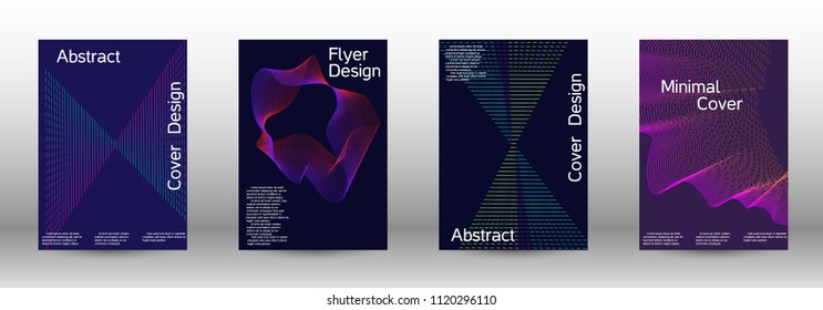 Cover design template set of a  with abstract gradient linear waves.Fashionable style. The background with is suitable for creating a banner, poster, booklet, catalog.