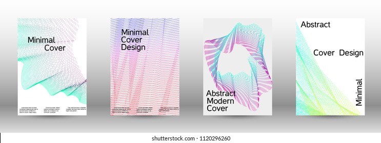 Cover design template set of a  with abstract gradient linear waves.Fashionable style. The background with is suitable for creating a banner, poster, booklet, catalog.