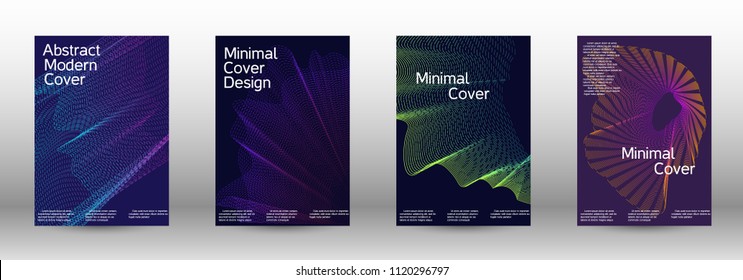 Cover design template set of a  with abstract gradient linear waves.Fashionable style. The background with is suitable for creating a banner, poster, booklet, catalog.