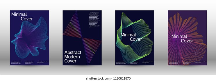 Cover design template set of a  with abstract gradient linear waves.Fashionable style. The background with is suitable for creating a banner, poster, booklet, catalog.