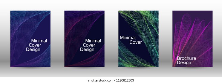 Cover design template set of a  with abstract gradient linear waves.Fashionable style. The background with is suitable for creating a banner, poster, booklet, catalog.