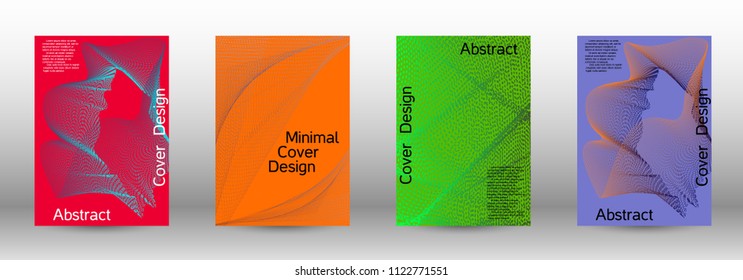 Cover design template set of a  with abstract gradient linear waves.Fashionable style. The background with is suitable for creating a banner, poster, booklet, catalog.