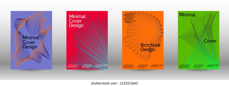 Cover design template set of a  with abstract gradient linear waves.Fashionable style. The background with is suitable for creating a banner, poster, booklet, catalog.