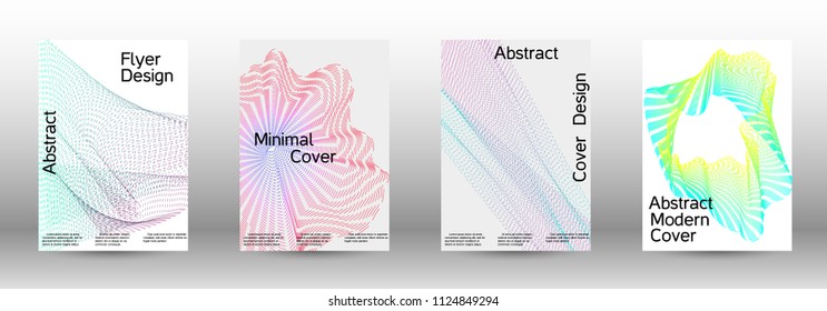 Cover design template set of a  with abstract gradient linear waves.Fashionable style. The background with is suitable for creating a banner, poster, booklet, catalog.
