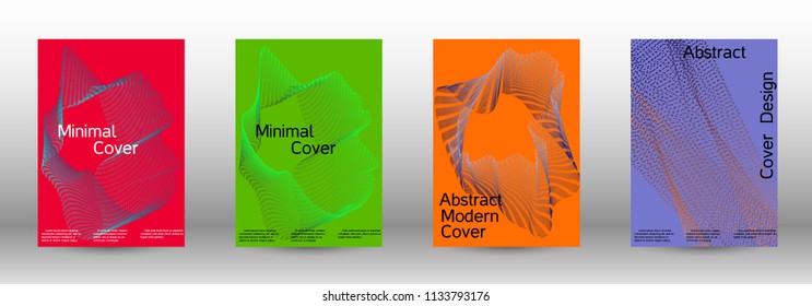 Cover design template set of a  with abstract gradient linear waves.Fashionable style. The background with is suitable for creating a banner, poster, booklet, catalog.