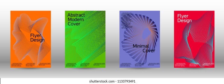 Cover design template set of a  with abstract gradient linear waves.Fashionable style. The background with is suitable for creating a banner, poster, booklet, catalog.
