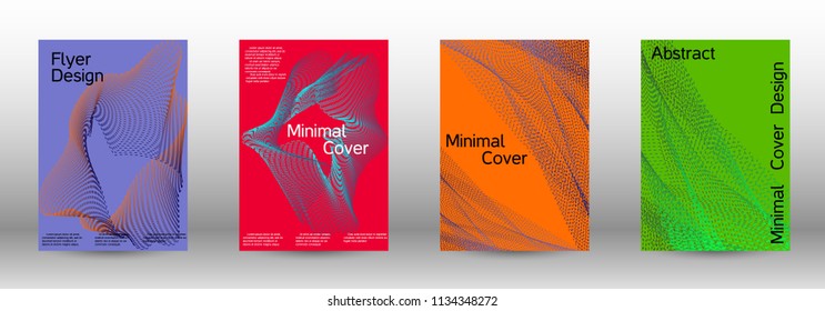 Cover design template set of a  with abstract gradient linear waves.Fashionable style. The background with is suitable for creating a banner, poster, booklet, catalog.