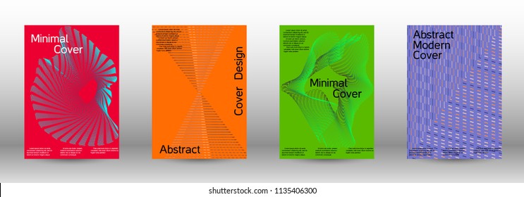 Cover design template set of a  with abstract gradient linear waves.Fashionable style. The background with is suitable for creating a banner, poster, booklet, catalog.