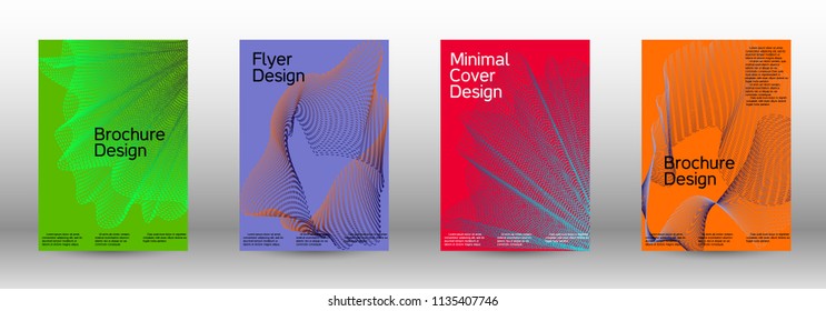 Cover design template set of a  with abstract gradient linear waves.Fashionable style. The background with is suitable for creating a banner, poster, booklet, catalog.