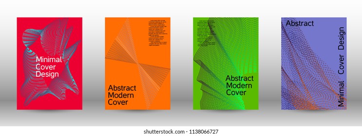 Cover design template set of a  with abstract gradient linear waves.Fashionable style. The background with is suitable for creating a banner, poster, booklet, catalog.