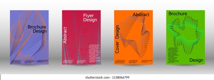 Cover design template set of a  with abstract gradient linear waves.Fashionable style. The background with is suitable for creating a banner, poster, booklet, catalog.