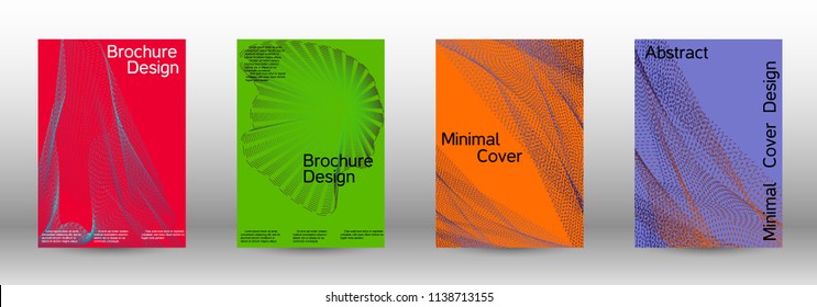 Cover design template set of a  with abstract gradient linear waves.Fashionable style. The background with is suitable for creating a banner, poster, booklet, catalog.