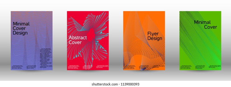 Cover design template set of a  with abstract gradient linear waves.Fashionable style. The background with is suitable for creating a banner, poster, booklet, catalog.