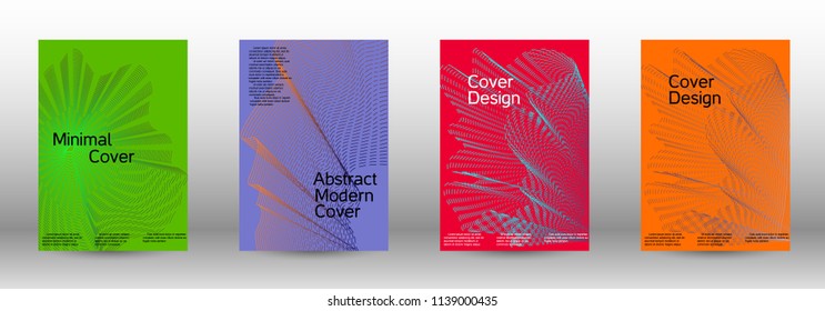 Cover design template set of a  with abstract gradient linear waves.Fashionable style. The background with is suitable for creating a banner, poster, booklet, catalog.