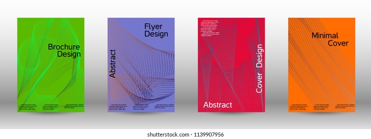Cover design template set of a  with abstract gradient linear waves.Fashionable style. The background with is suitable for creating a banner, poster, booklet, catalog.