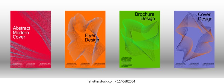 Cover design template set of a  with abstract gradient linear waves.Fashionable style. The background with is suitable for creating a banner, poster, booklet, catalog.