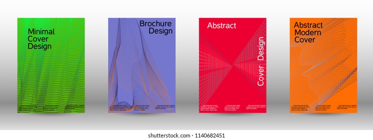 Cover design template set of a  with abstract gradient linear waves.Fashionable style. The background with is suitable for creating a banner, poster, booklet, catalog.