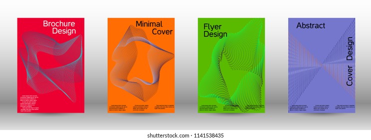Cover design template set of a  with abstract gradient linear waves.Fashionable style. The background with is suitable for creating a banner, poster, booklet, catalog.