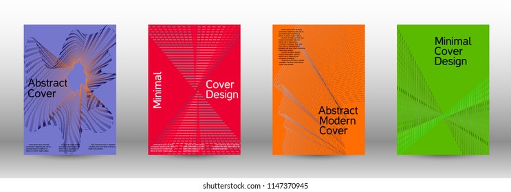 Cover design template set of a  with abstract gradient linear waves.Fashionable style. The background with is suitable for creating a banner, poster, booklet, catalog.