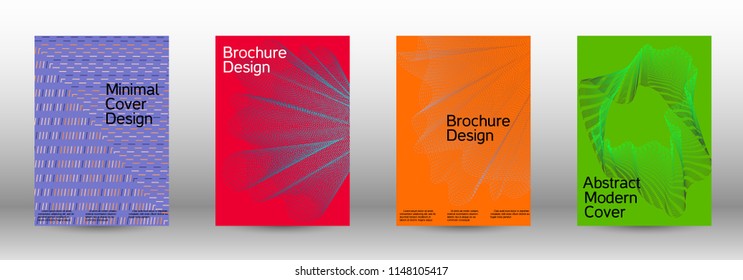 Cover design template set of a  with abstract gradient linear waves.Fashionable style. The background with is suitable for creating a banner, poster, booklet, catalog.