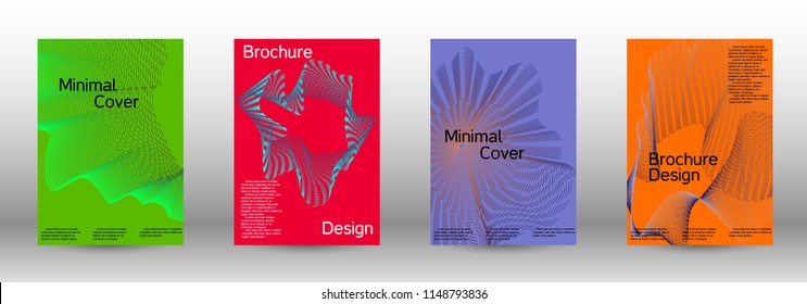 Cover design template set of a  with abstract gradient linear waves.Fashionable style. The background with is suitable for creating a banner, poster, booklet, catalog.