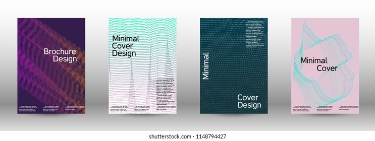 Cover design template set of a with abstract gradient linear waves. Fashionable style.  Suitable for creating a fashionable abstract cover, banner, poster.