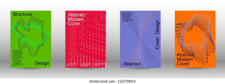 Cover design template set of a  with abstract gradient linear waves.Fashionable style. The background with is suitable for creating a banner, poster, booklet, catalog.