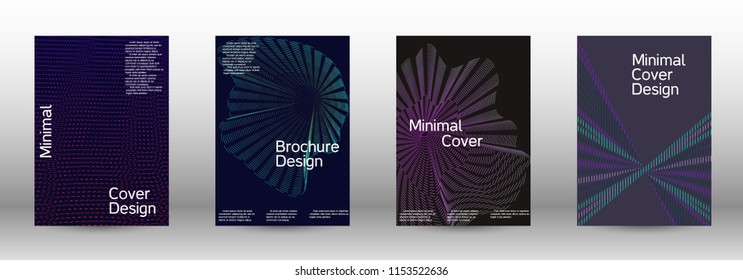 Cover design template set of a with abstract gradient linear waves. Fashionable style.  Sound flyer for creating a fashionable abstract cover, banner,poster.