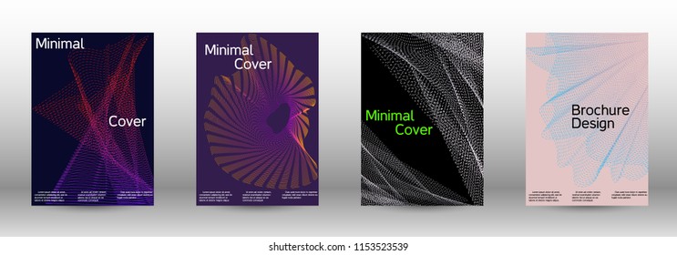 Cover design template set of a with abstract gradient linear waves. Fashionable style.  Suitable for creating a fashionable abstract cover, banner, poster.