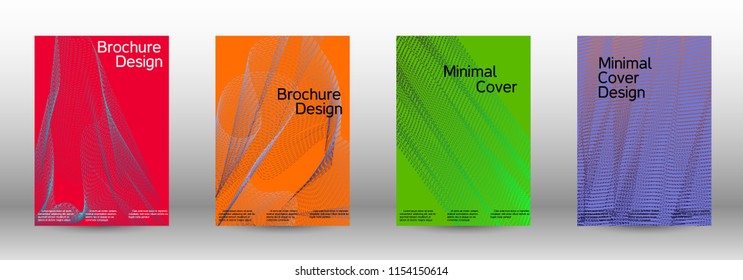 Cover design template set of a  with abstract gradient linear waves.Fashionable style. The background with is suitable for creating a banner, poster, booklet, catalog.