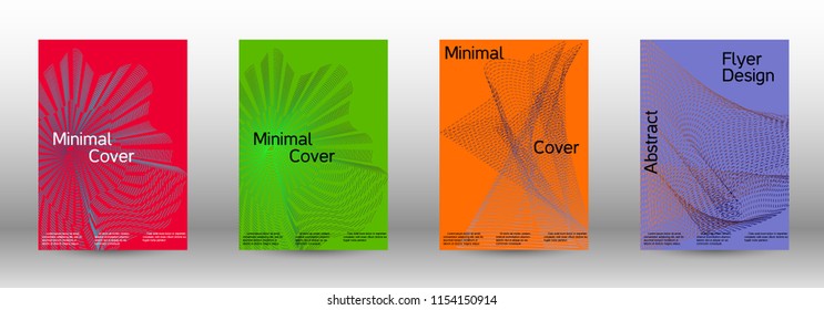Cover design template set of a  with abstract gradient linear waves.Fashionable style. The background with is suitable for creating a banner, poster, booklet, catalog.